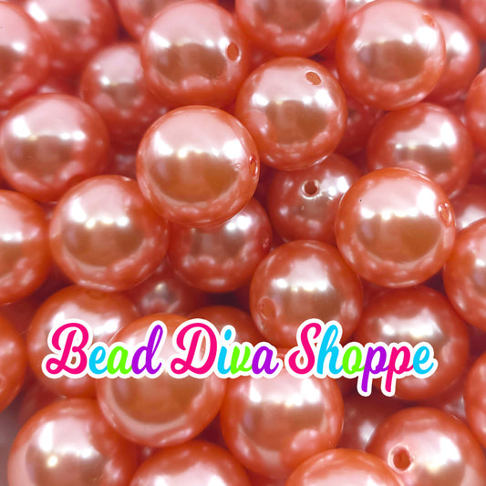 20mm - SALMON PINK PEARL - Chunky Bubblegum Beads - Round Acrylic Beads for Diy and Jewelry Making Supplies