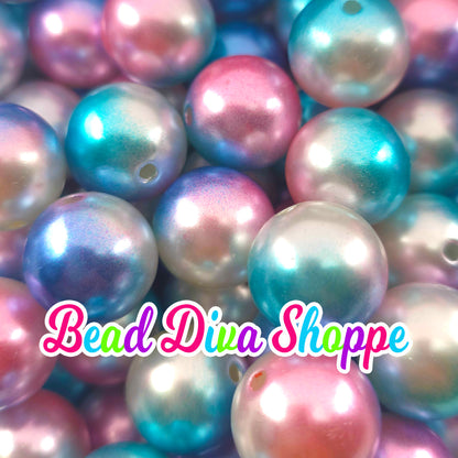 20mm - Gradual Pink/ Purple/ Aqua/ Blue/ White - Acrylic Beads- Bubblegum - Round Acrylic Beads for Diy and Jewelry Making Supplies