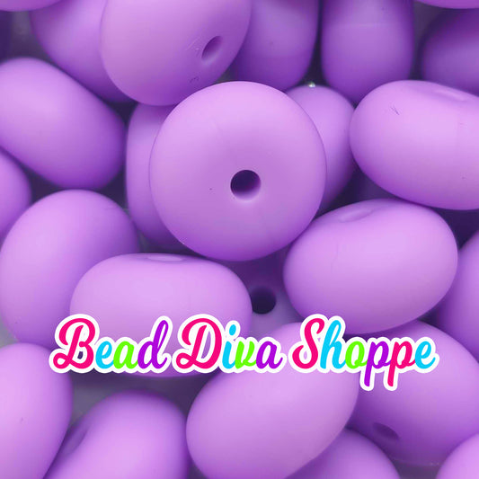 14mm - Set of 10 - MEDIUM PURPLE - Abacus Rondelle Round Loose Silicone Spacer Beads - Beadable pens - Keychains - Jewelry