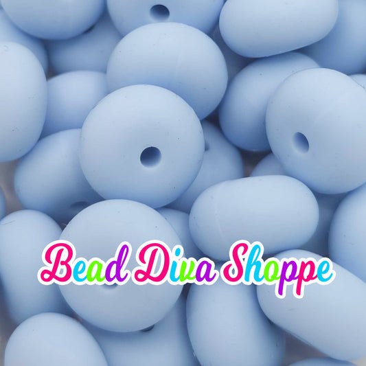 14mm - Set of 10 - BABY BLUE - Abacus Rondelle Round Loose Silicone Spacer Beads - Beadable pens - Keychains - Jewelry
