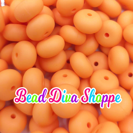 14mm - Set of 10 - LIGHT ORANGE - Abacus Rondelle Round Loose Silicone Spacer Beads - Beadable pens - Keychains - Jewelry