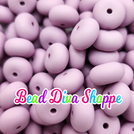14mm - Set of 10 - LILAC PURPLE - Abacus Rondelle Round Loose Silicone Spacer Beads - Beadable pens - Keychains - Jewelry