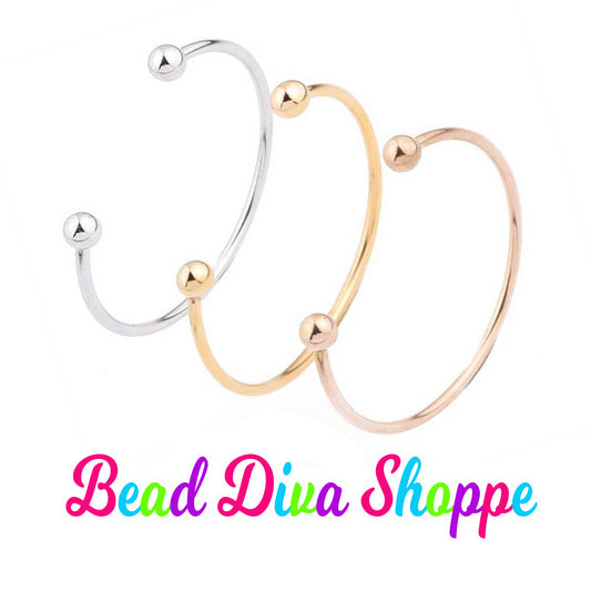 60mm - 3 Colors to Choose from - ROSEGOLD / SILVER / GOLD Beadable Bangle Bracelets - Diy Jewelry Making - Gifts