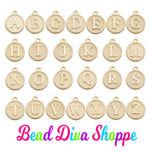 Load image into Gallery viewer, 26pcs - Full ALPHABET - 12mm x 14mm - CHAMPAGNE Enamel A-Z Letter Charms - Alloy Metal - Diy - Jewelry Making Supplies
