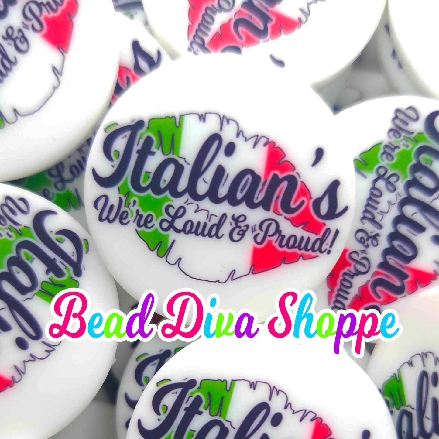 EXCLUSIVE - Set of 2 - 30mm - ITALIANS - LOUD & PROUD - Focal Beads - Custom - Diy Jewelry Making - Beaded Pens - Keychains - Bracelets
