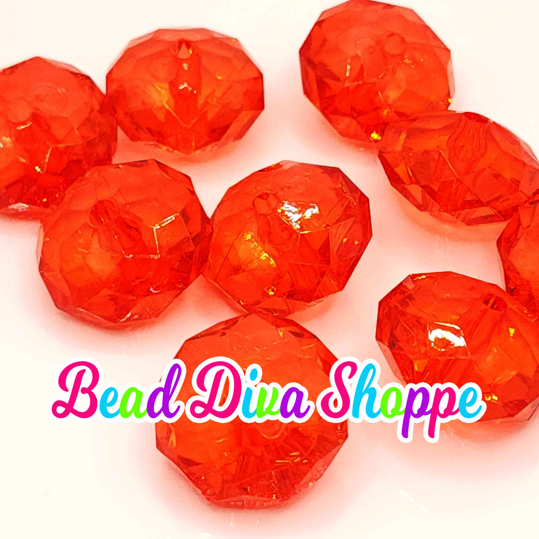 Set of 10 - 22mm - RED - Transparent Faceted Rondelle Beads for Diy and Jewelry Making Supplies