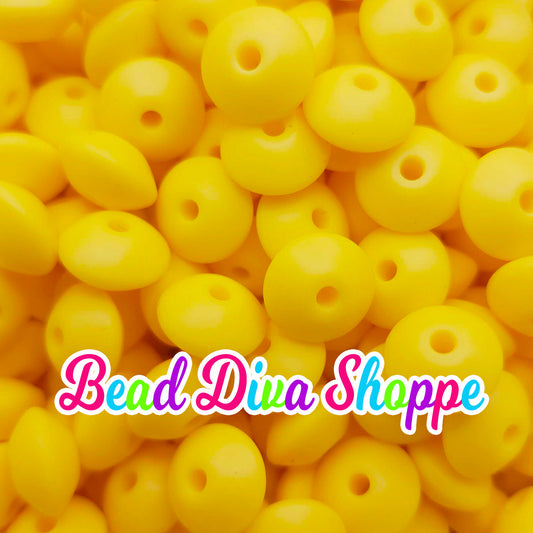 Set of 20 - YELLOW - 12mm Silicone Lentil Beads - DIY Jewelry Making - Beaded Pens - Keychains - Bracelets