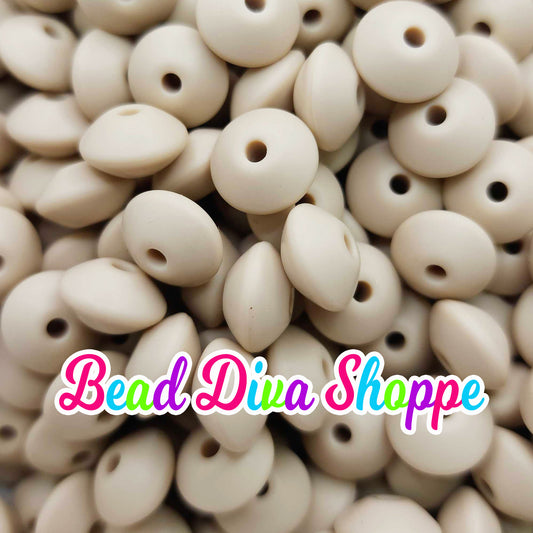 Set of 20 - NAVAJO WHITE - 12mm Silicone Lentil Beads - DIY Jewelry Making - Beaded Pens - Keychains - Bracelets