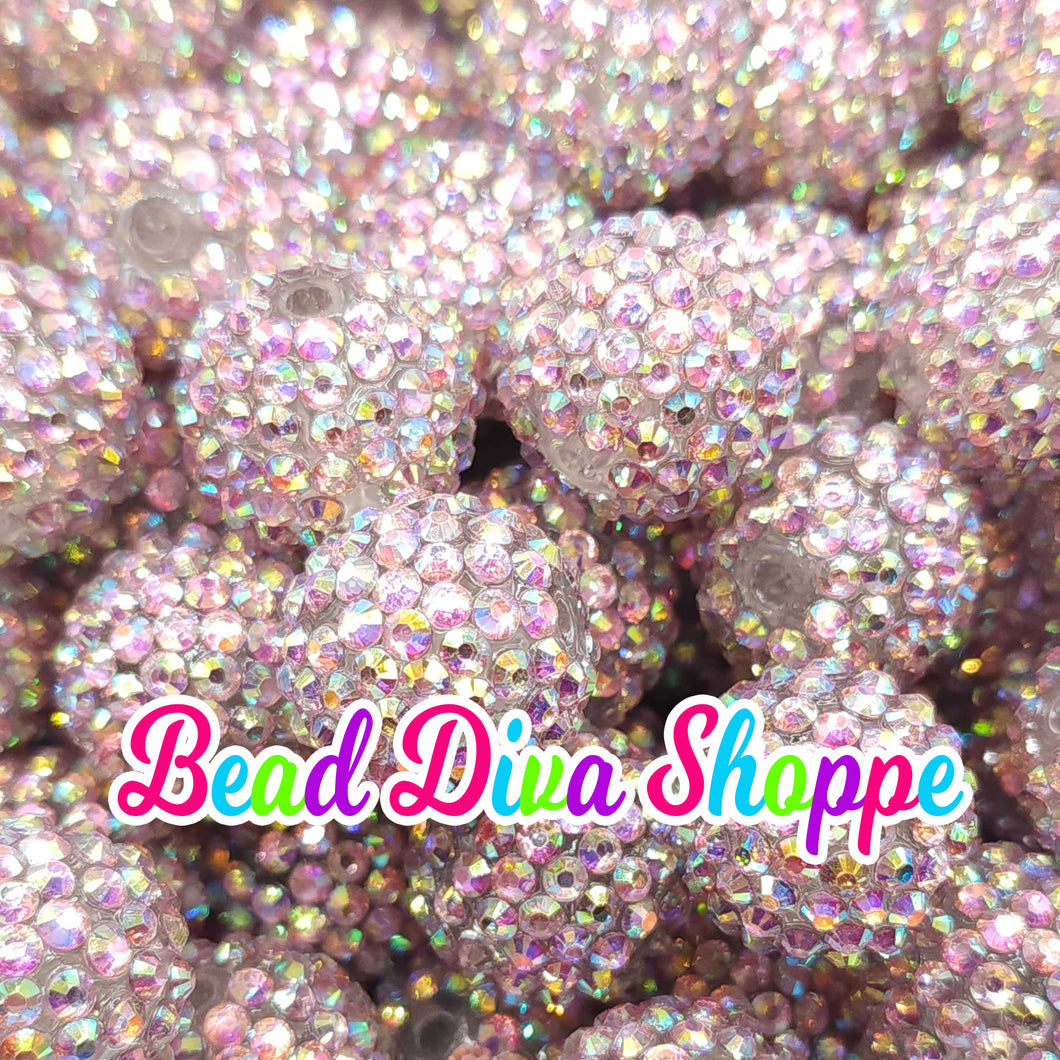 20mm - CLEAR PINK AB Rhinestone Bubblegum Beads - Round Acrylic Beads for Diy and Jewelry Making Supplies