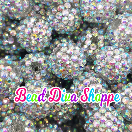 16mm - CLEAR AB Rhinestone Beads -  Rhinestone Beads- Bubblegum - Chunky - Round Acrylic Beads for Diy and Jewelry Making Supplies