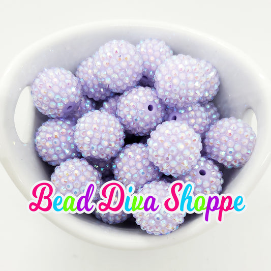 20mm - LIGHT PURPLE AB - Rhinestone Beads  - Bubblegum - Chunky - Round Acrylic Beads for Diy and Jewelry Making Supplies