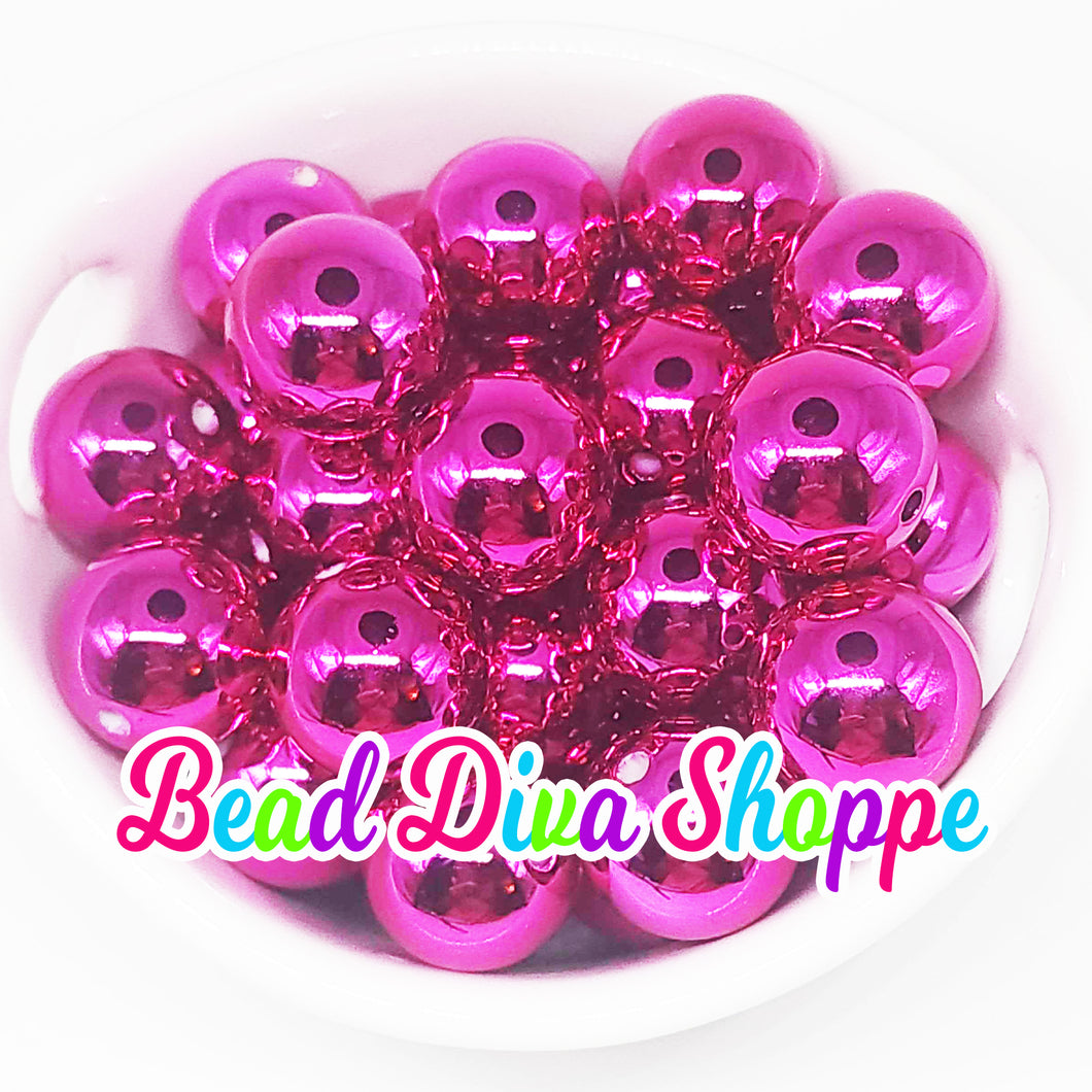 20mm - HOT PINK -  Shiny Beads - Bubblegum - Round Acrylic Beads for DIY and Jewelry Making Supplies