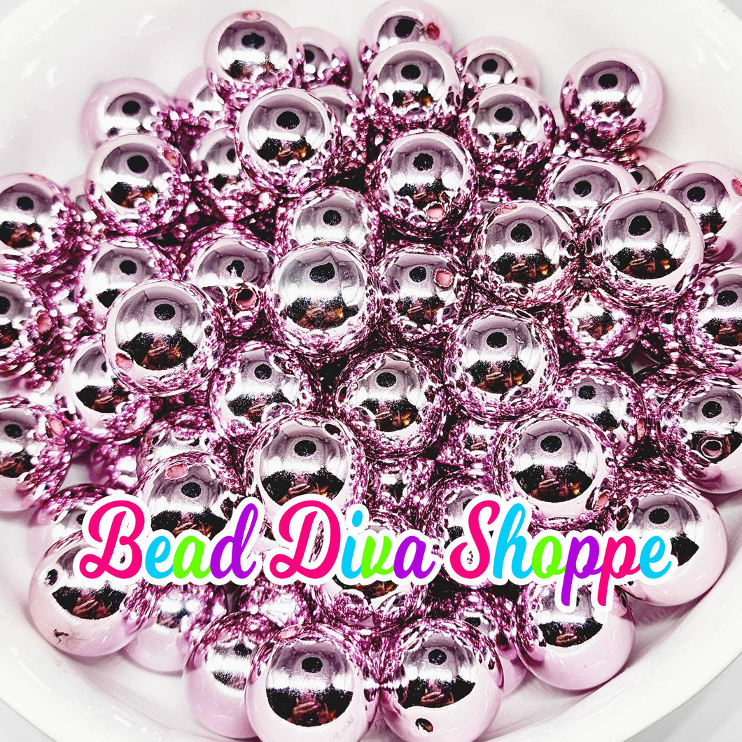 20mm- LIGHT PINK Shiny Beads - Bubblegum - Round Acrylic Beads for DIY and Jewelry Making Supplies