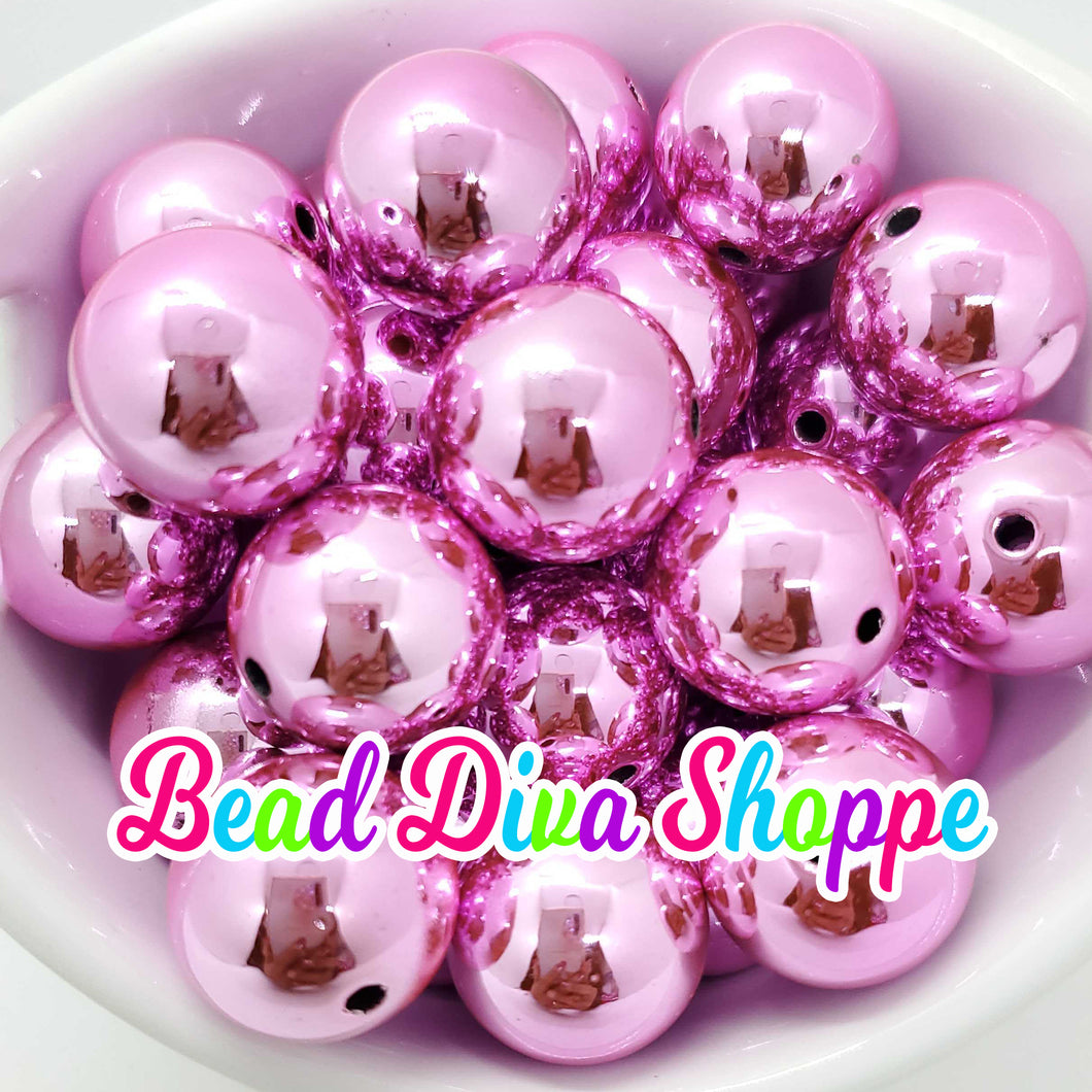 20mm - PINK Shiny Beads - Bubblegum - Round Acrylic Beads for DIY and Jewelry Making Supplies