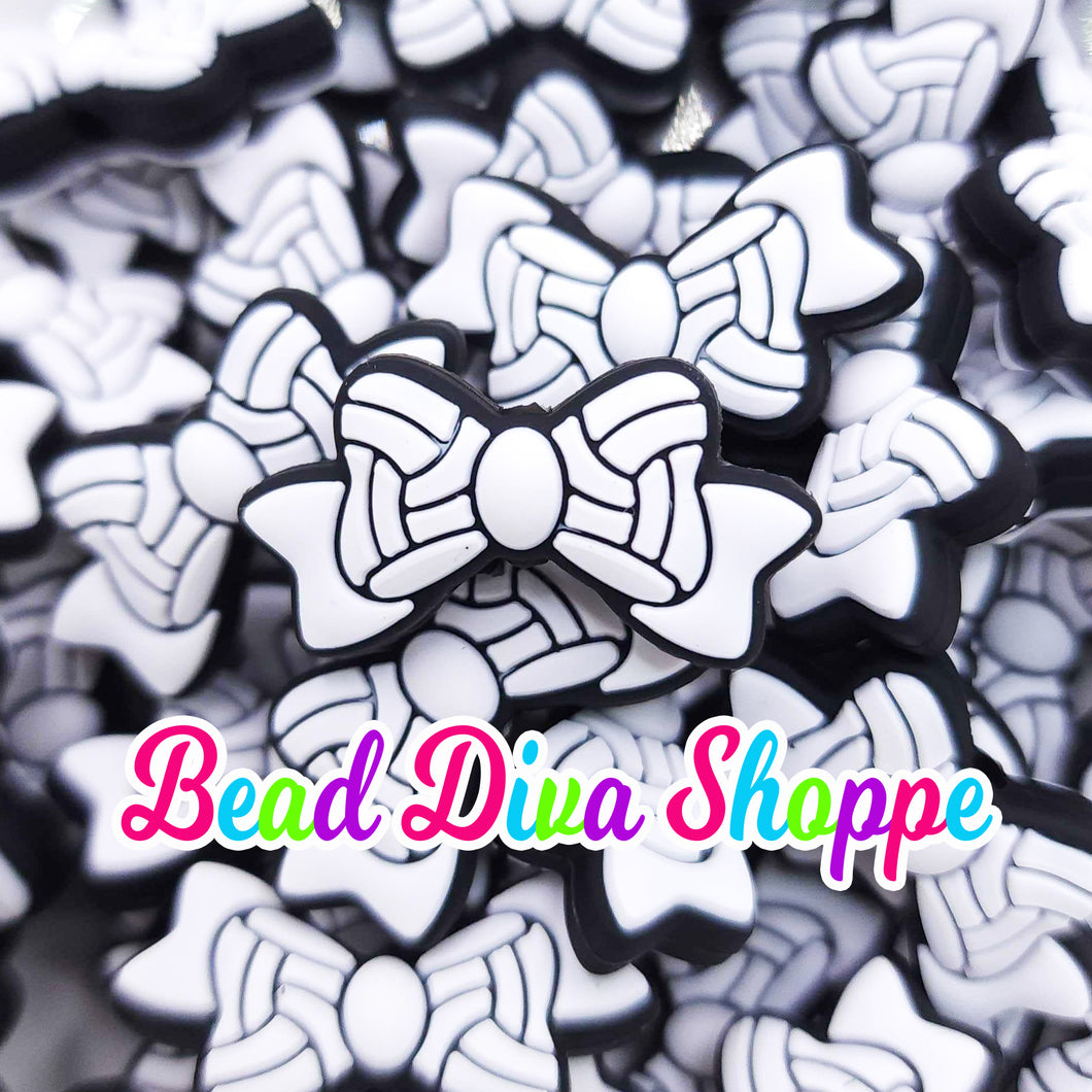 Set of 2 - 14mm X 27mm - VOLLEYBALL BOW - Focal Beads - for Diy - Craft - Jewelry Making Supplies