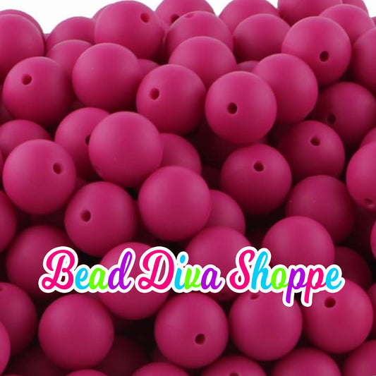 Set of 10 - 15mm - SOLID -  MAGENTA - Silicone Beads - Diy Jewelry Making - Beaded Pens - Keychains - Bracelets