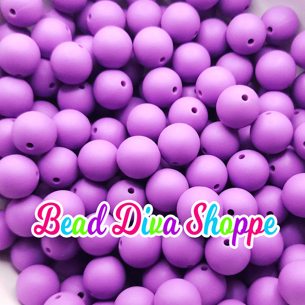 Set of 10 - 15mm - SOLID - LIGHT PURPLE - Silicone  Beads for Diy and Jewelry Making Supplies