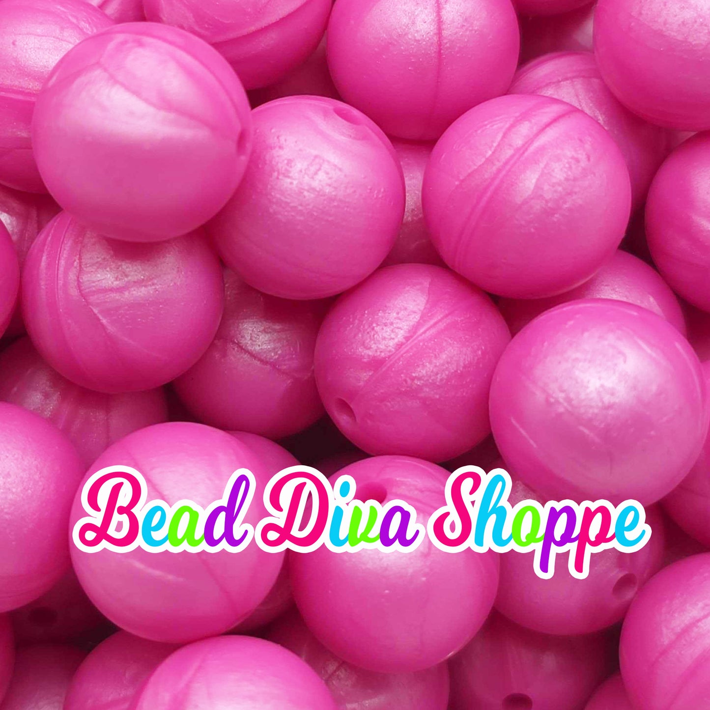 Set of 10 - 15mm - PEARL HOT PINK - Silicone Beads - Diy Jewelry Making - Beaded Pens - Keychains - Bracelets