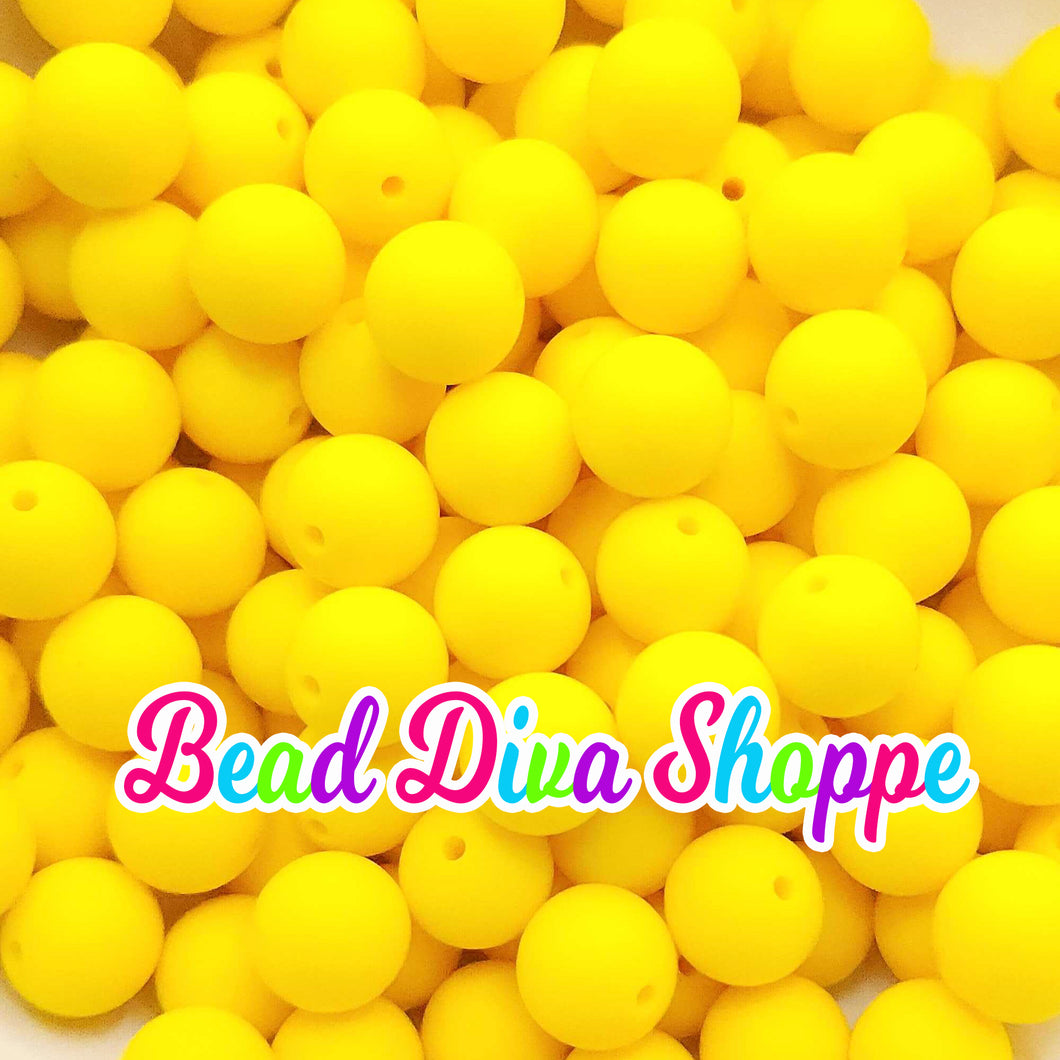 Set of 10 - 15mm - SOLID - YELLOW - Silicone  Beads for Diy and Jewelry Making Supplies