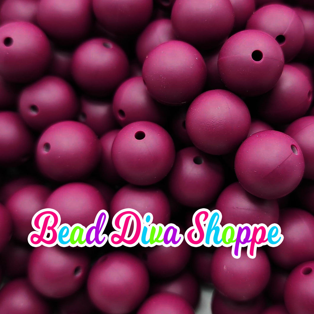 Set of 10 - 15mm - SOLID - WINE RED - Silicone  Beads for Diy and Jewelry Making Supplies