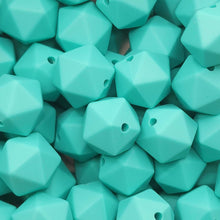 Load image into Gallery viewer, Set of 10 - 14mm - TURQUOISE HEX - Silicone Beads - for DIY and Jewelry Making Supplies
