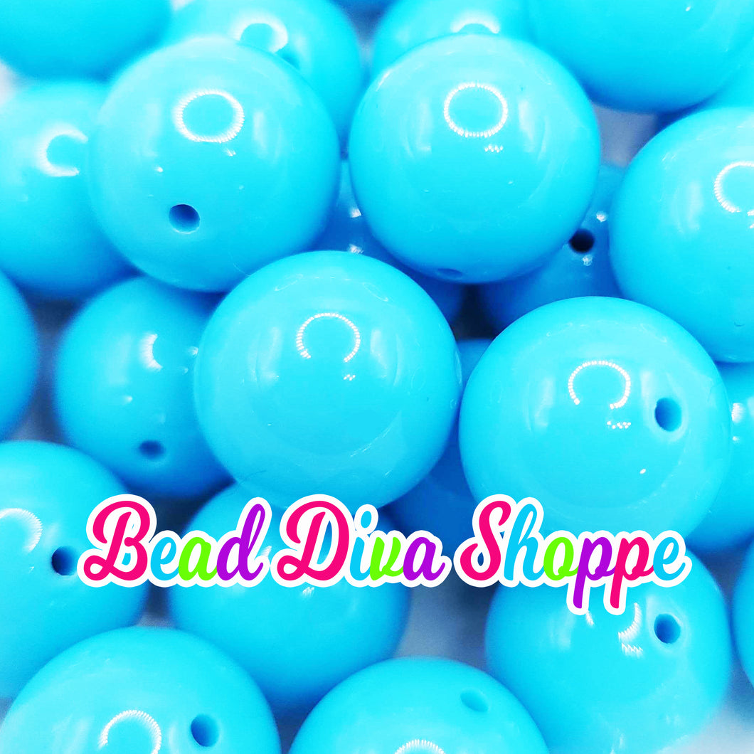 20mm - LIGHT TURQUOISE -  Solid  Beads - Bubblegum - Round Acrylic Beads for DIY and Jewelry Making Supplies