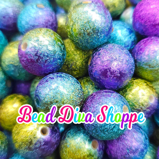 20mm - GOLD / BLUE / PURPLE -  Wrinkle beads - Bubblegum - Round Acrylic Beads for Diy and Jewelry Making Supplies