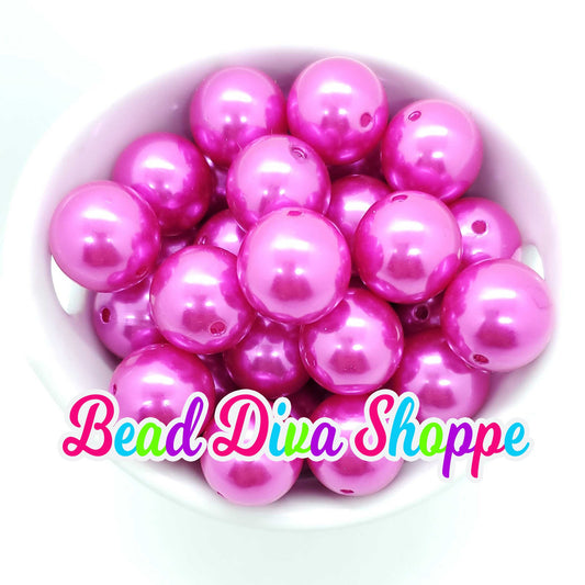 20mm- Hot Pink Pearl Chunky Beads - Bubblegum - Round Acrylic Beads for DIY and Jewelry Making Supplies