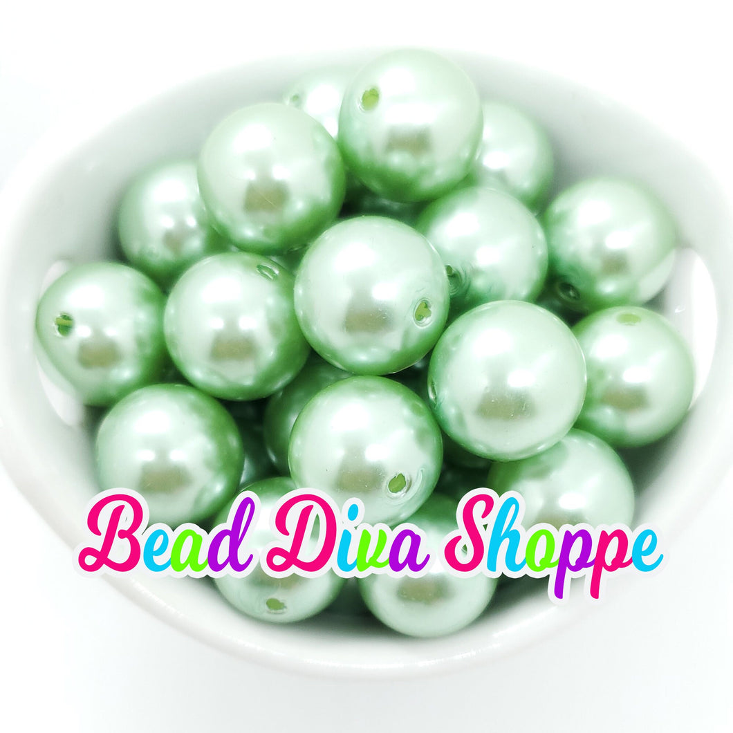 20mm- MINT Pearl Chunky Beads - Bubblegum - Round Acrylic Beads for DIY and Jewelry Making Supplies