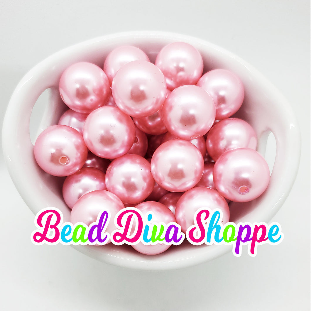 20mm - Light Pink Pearl Chunky Beads - Bubblegum - Round Acrylic Beads for DIY and Jewelry Making Supplies