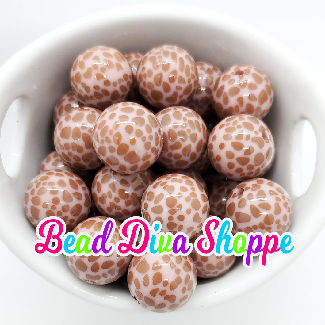 20mm-Light Pink Giraffe Print Beads - Bubblegum - Round Acrylic Beads for DIY and Jewelry Making Supplies