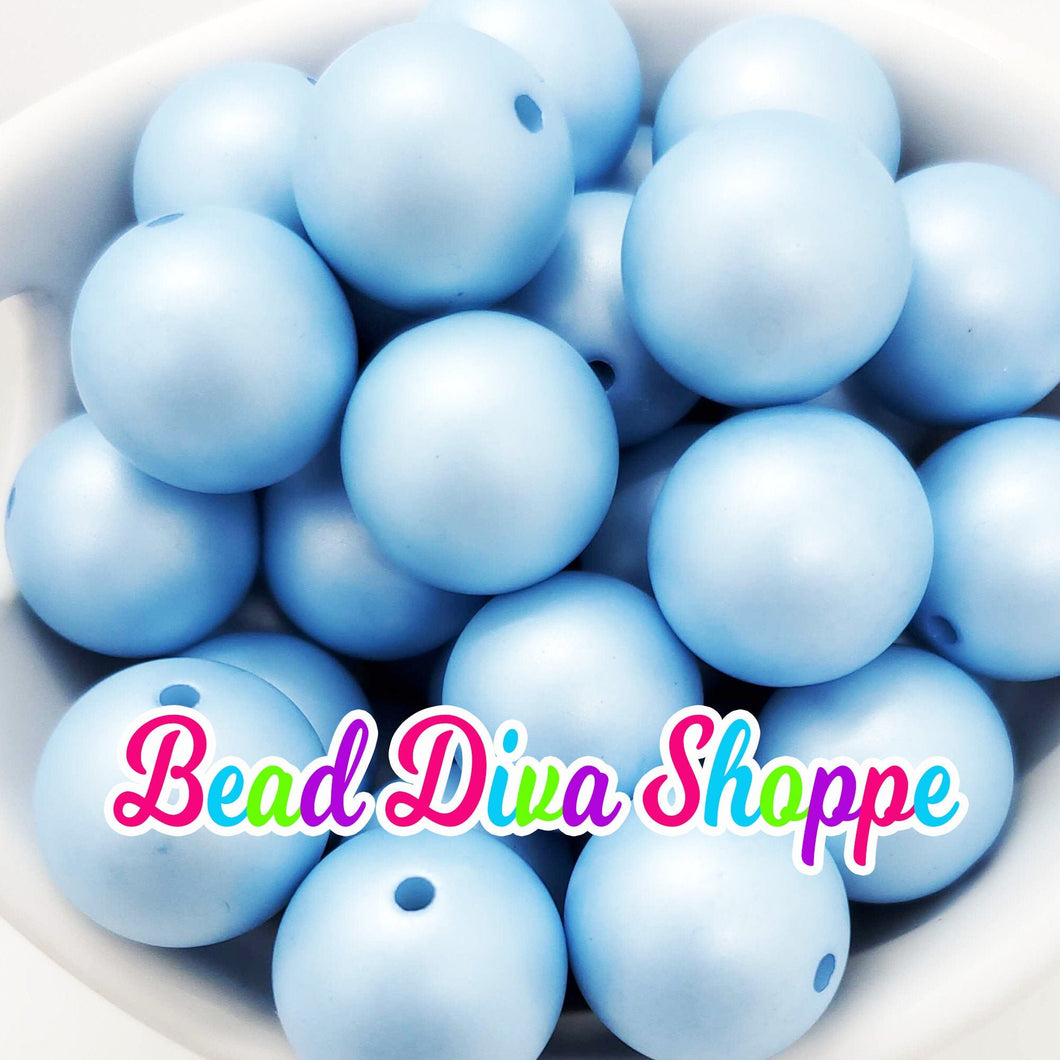 20mm- Light Blue MATTE Pearl Chunky Beads - Bubblegum - Round Acrylic Beads for DIY and Jewelry Making Supplies