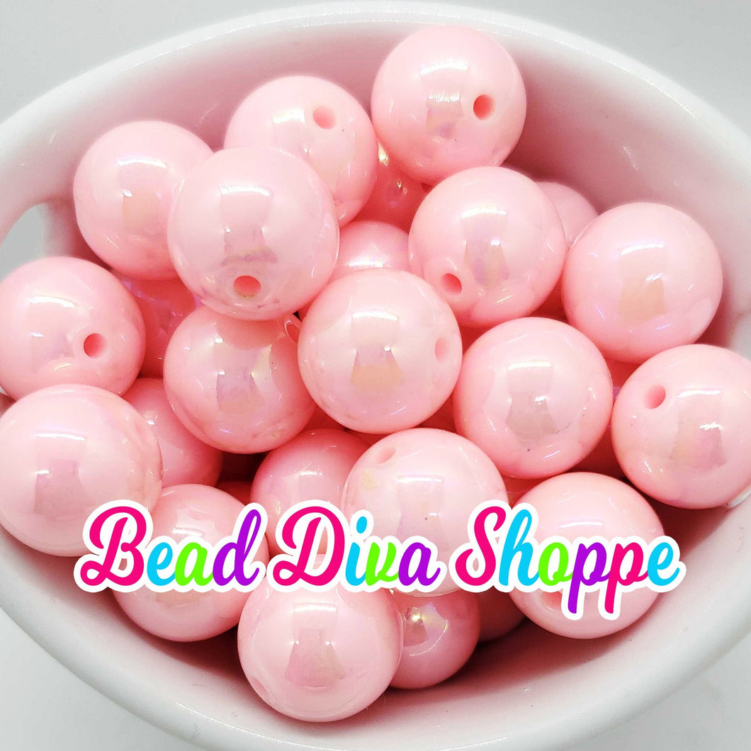 20mm - PINK AB Solid Beads - Bubblegum - Round Acrylic Beads for DIY and Jewelry Making Supplies