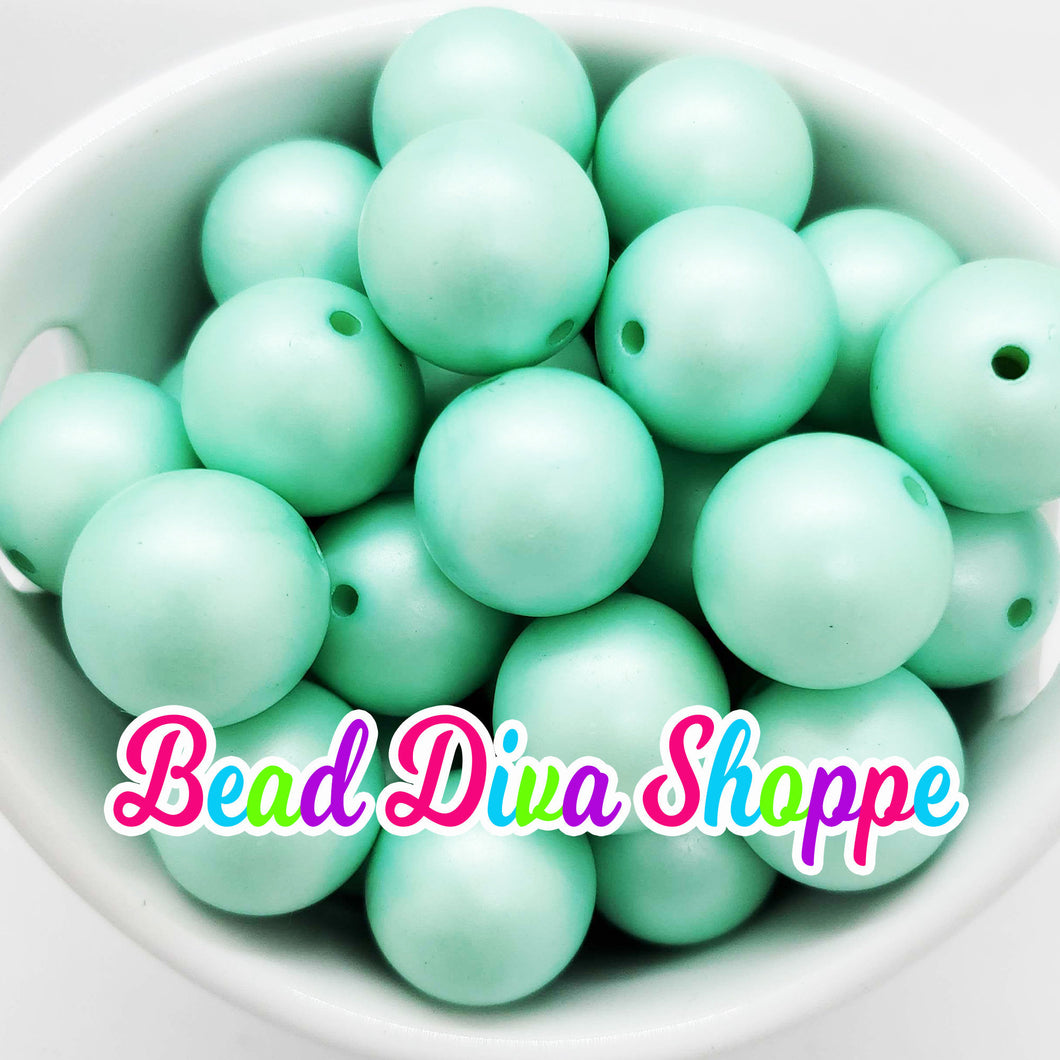 20mm - MINT MATTE Pearl Chunky Beads - Bubblegum - Round Acrylic Beads for DIY and Jewelry Making Supplies