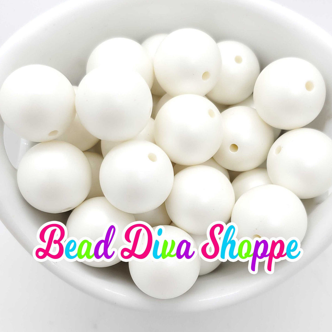 20mm - White MATTE Pearl Chunky Beads - Bubblegum - Round Acrylic Beads for DIY and Jewelry Making Supplies