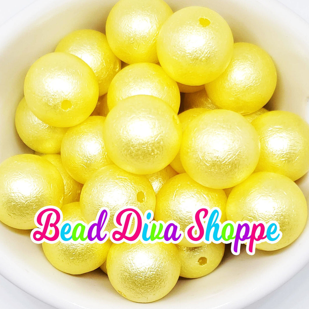 20mm - YELLOW Wrinkle beads - Bubblegum - Round Acrylic Beads for DIY and Jewelry Making Supplies