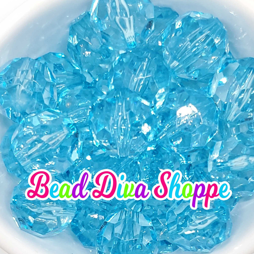 20mm - AQUA  Faceted Beads - Bubblegum - Round Acrylic Beads for DIY and Jewelry Making Supplies