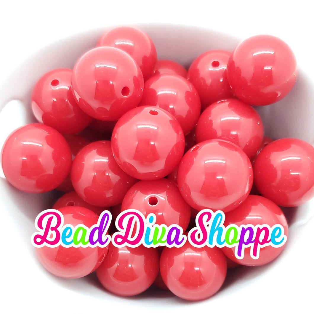 20mm - Cherry RED Solid Beads - Bubblegum - Round Acrylic Beads for DIY and Jewelry Making Supplies