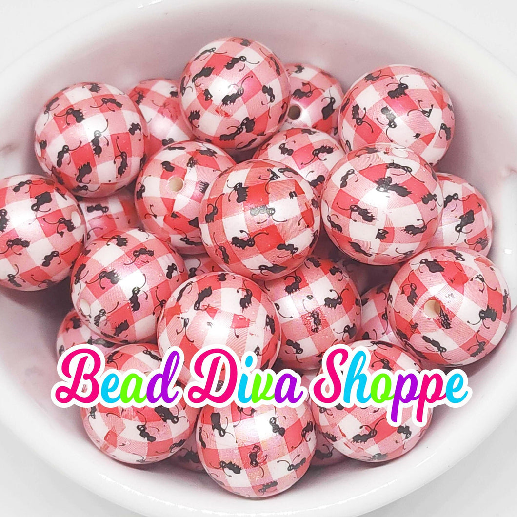 20mm - CUTE PICNIC ANTS - Chunky Beads - Bubblegum - Round Acrylic Beads for Dyi and Jewelry Making Supplies