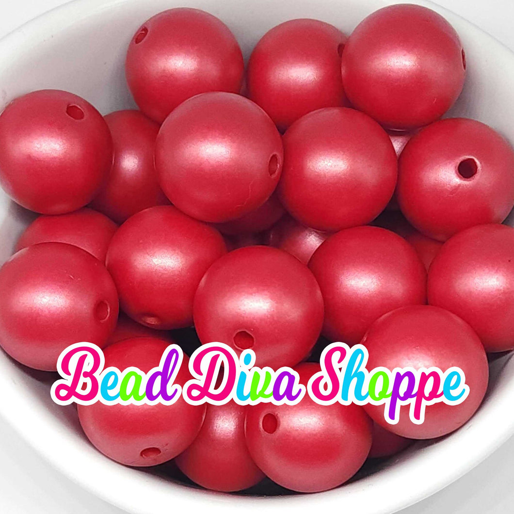 20mm - RED MATTE Pearl Chunky Beads - Bubblegum - Round Acrylic Beads for DIY and Jewelry Making Supplies