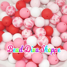 Load image into Gallery viewer, Set of 10 - 15mm - PINK FLORAL MIX - Round Silicone Beads for Diy and Jewelry Making Supplies
