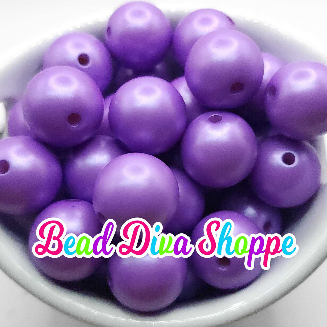 20mm- MEDIUM PURPLE MATTE Pearl Chunky Beads - Bubblegum - Round Acrylic Beads for Diy and Jewelry Making Supplies