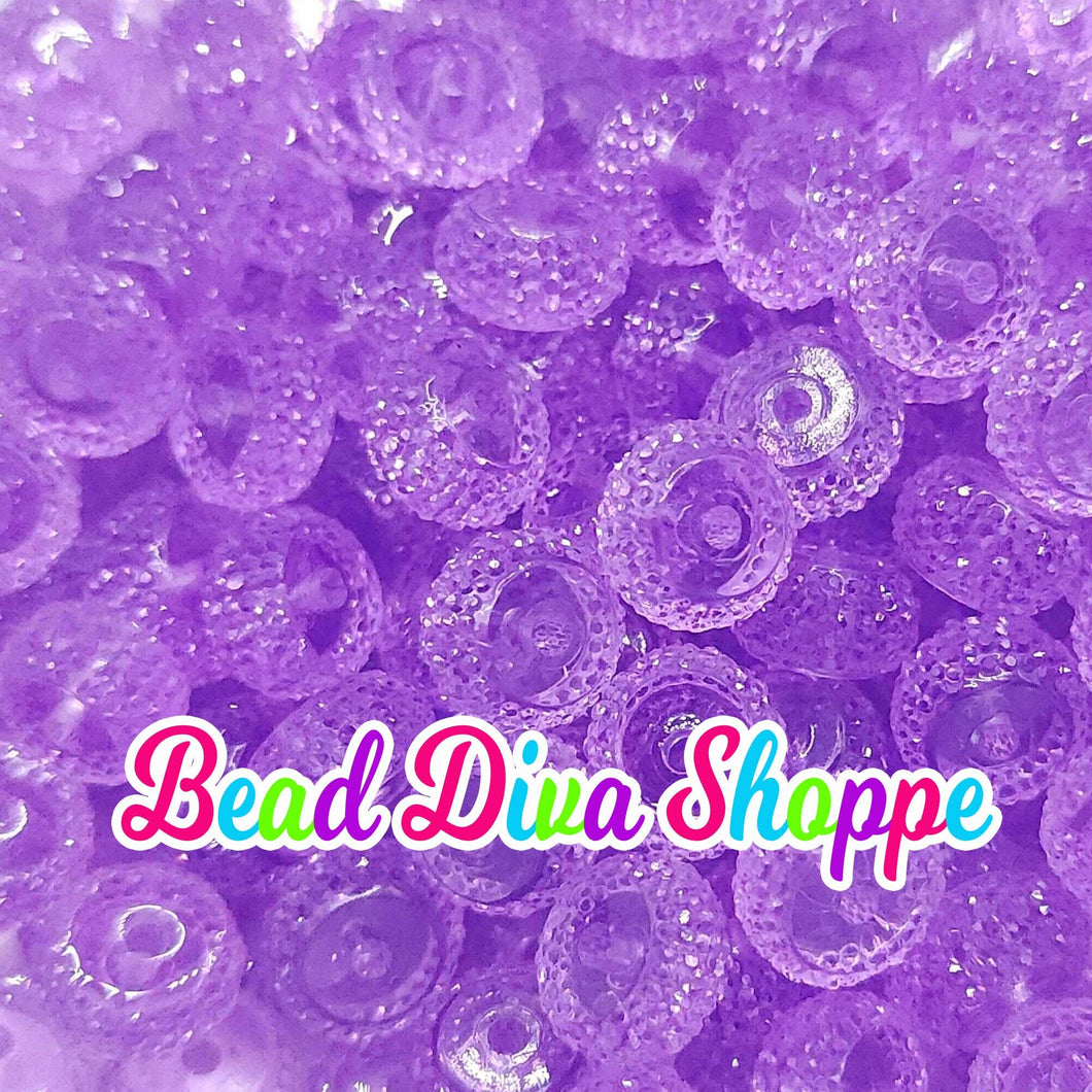 12mm - SET of 10 - LIGHT PURPLE -  Acrylic Rondelle Flat Rhinestone Spacer Beads - Round Beads for Diy and Jewelry Making Supplies