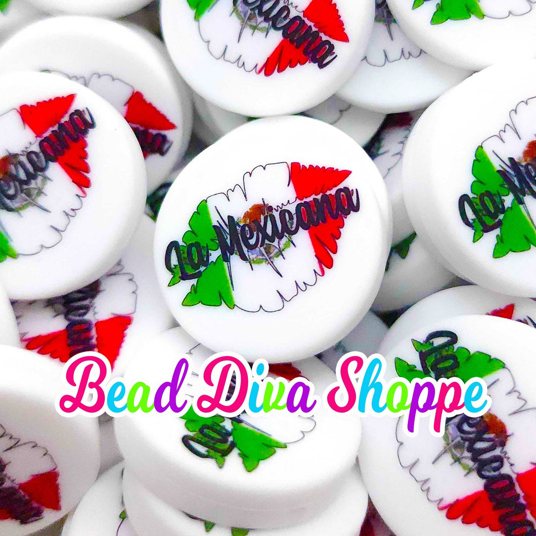 Set of 2 - 30mm - CUSTOM - MEXICANA PRIDE - Only at Beaddivashoppe - Focal  Beads - for Diy - Craft - Jewelry Making Supplies