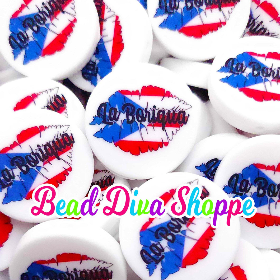 Set of 2 - 30mm - CUSTOM - LA BORIQUA - Only at BeadDivaShoppe - Focal  Beads - for Diy - Craft - Jewelry Making Supplies