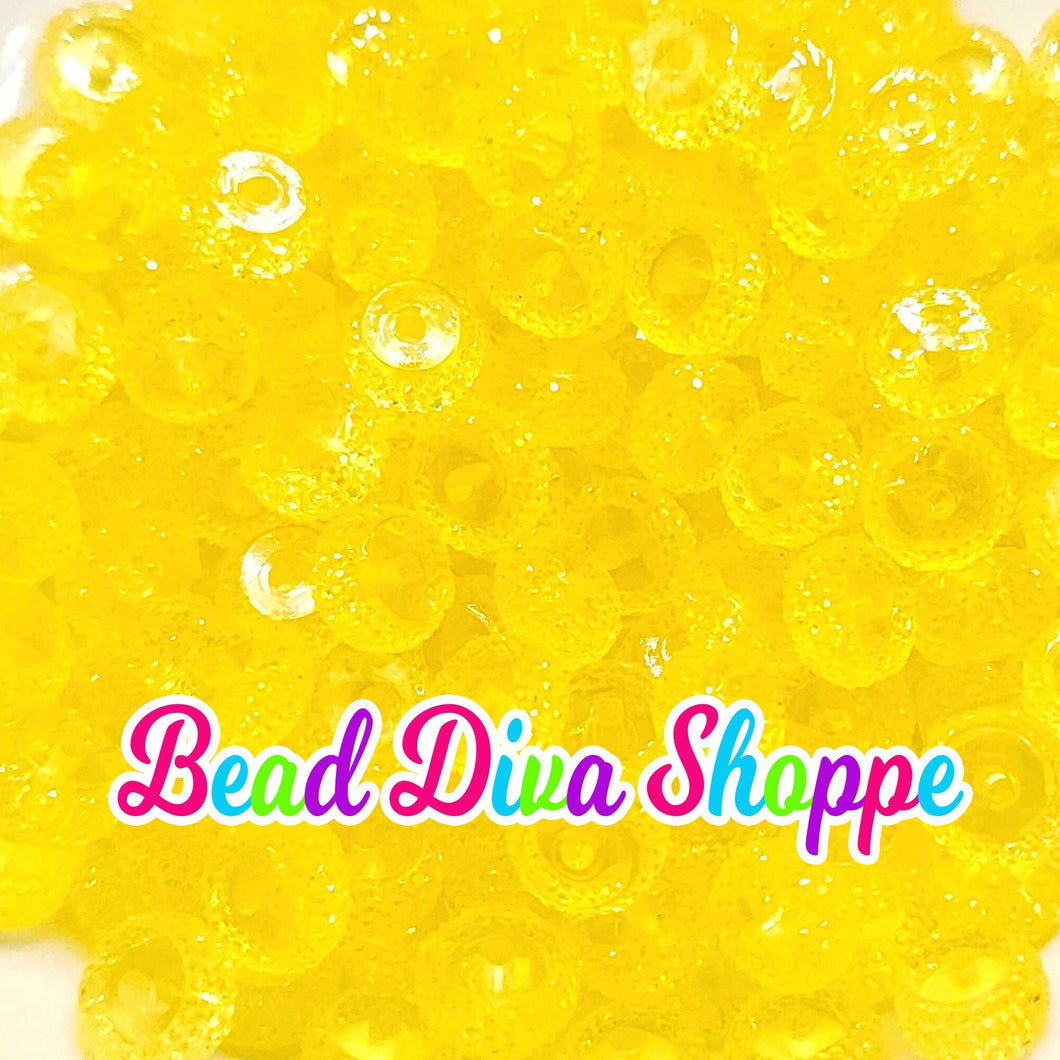 12mm - SET of 10 - YELLOW -  Acrylic Rondelle Flat Rhinestone Spacer Beads - Round Beads for Diy and Jewelry Making Supplies