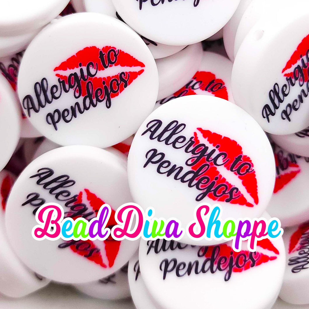 Set of 2 - 30mm - Custom - ALLERGIC TO PENDEJOS - Only at Beaddivashoppe - Focal Beads - for Diy - Craft - Jewelry Making Supplies