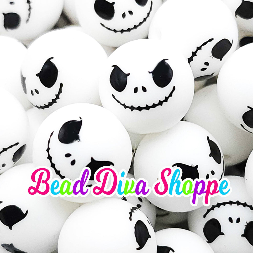 Set of 10 - 15mm - HALLOWEEN FACE - Round Silicone Beads for Diy and Jewelry Making Supplies