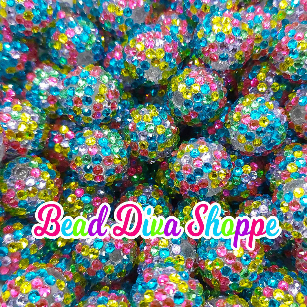 20mm - Pastel Colorful  Rhinestone Beads - Bubblegum - Round Acrylic Beads for diy and Jewelry Making Supplies