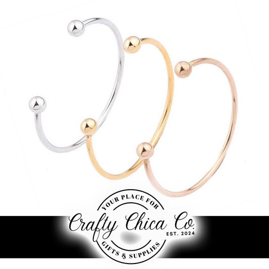 60mm - 3 Colors to Choose from - ROSEGOLD / SILVER / GOLD Beadable Bangle Bracelets - Diy Jewelry Making - Gifts